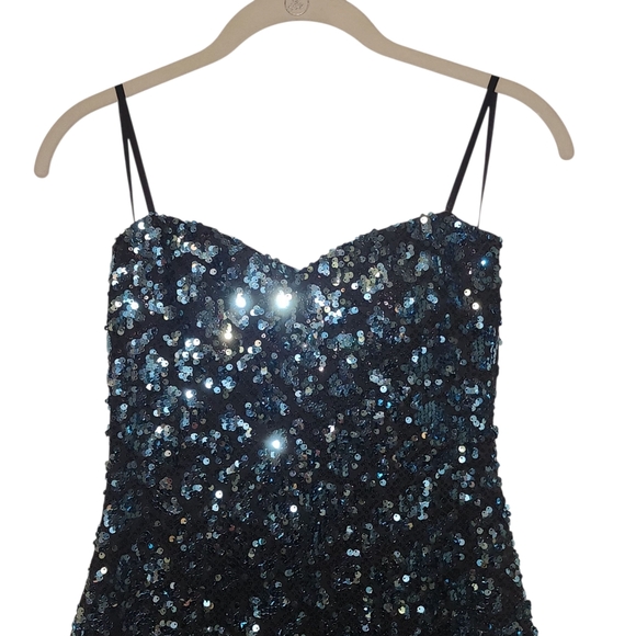 As You Wish Strapless Sequin Black/Blue Dress | Size Small - Picture 3 of 14